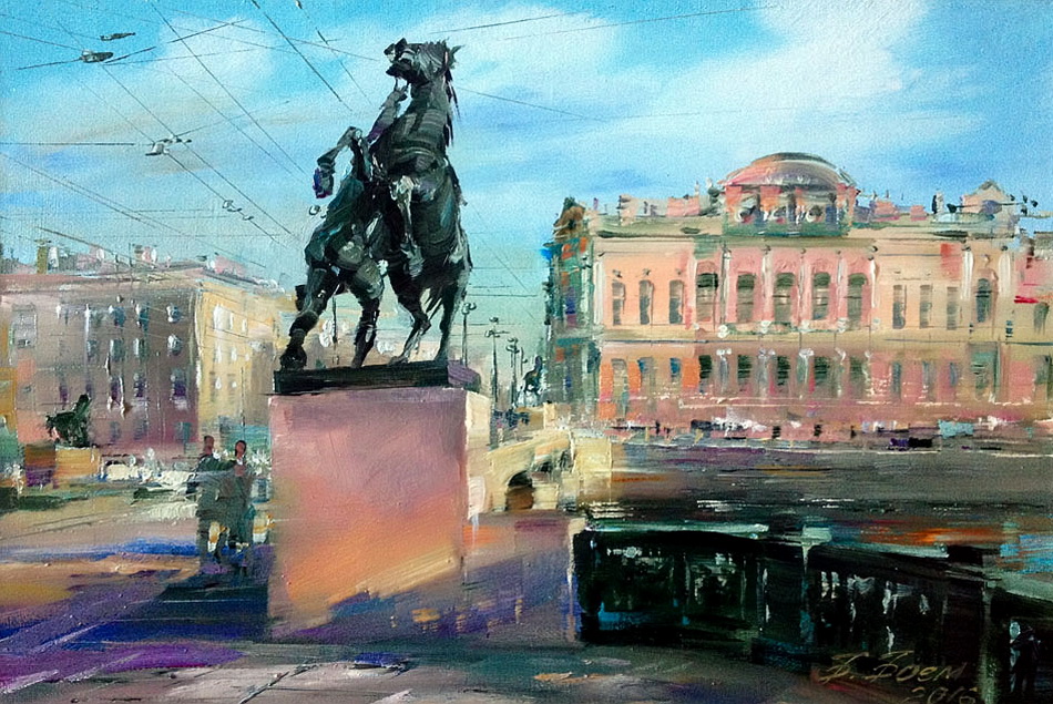 Рисунок аничкова моста